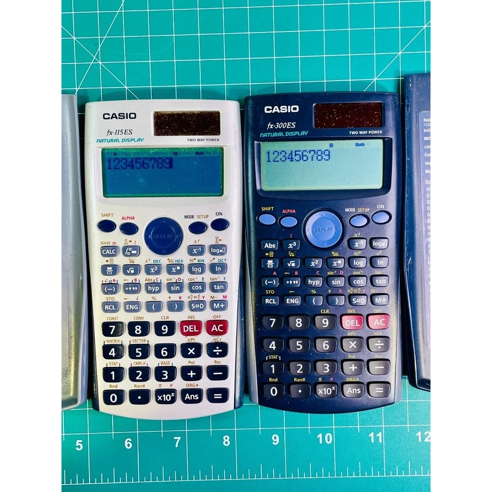Casio FX-300ES & 115ES Lot of 2 Natural Display Scientific Math Solar Calculator